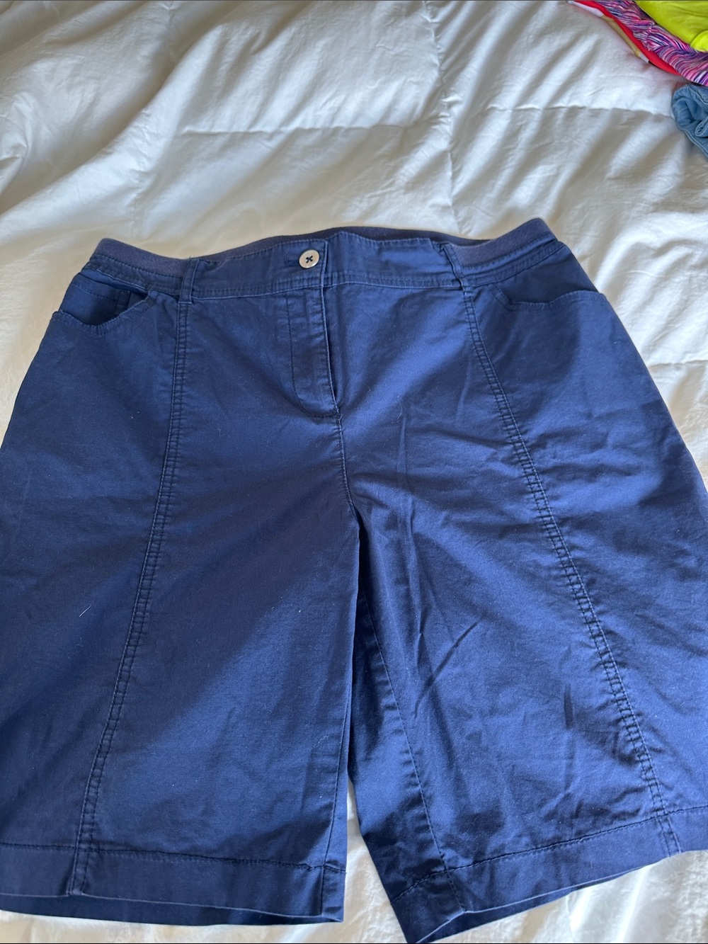 Chico's 1 Navy Pull-On Bermuda Shorts